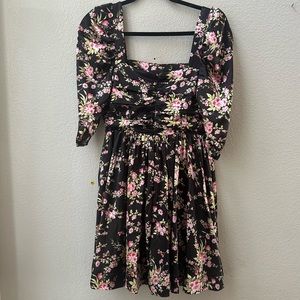 LIKELY black pink floral long sleeve mini dress womens 2